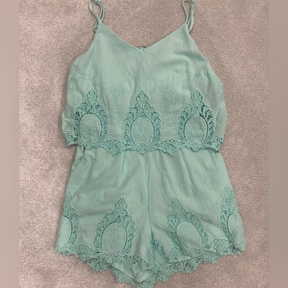 Saks Fifth Avenue Romper with crochet cutouts